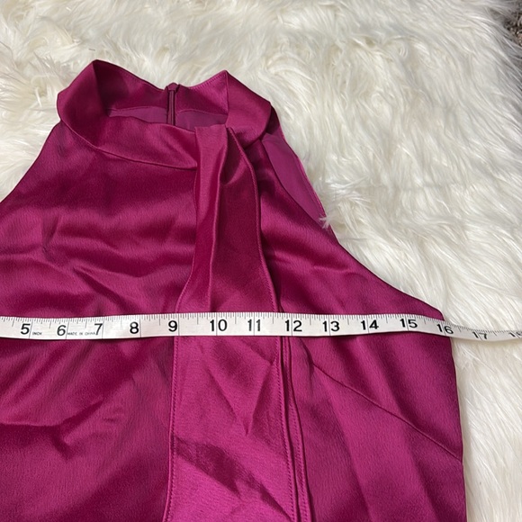 Vince Camuto Fuchsia Bow-Neck Satin Dress Size 2 - Picture 12 of 15